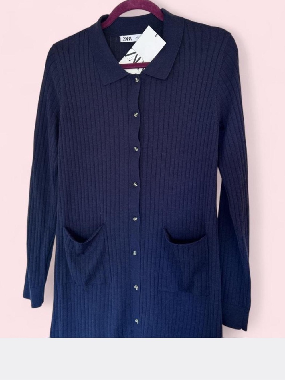Zara Ribbed Button-Front Knit Dress - Picture 4 of 5